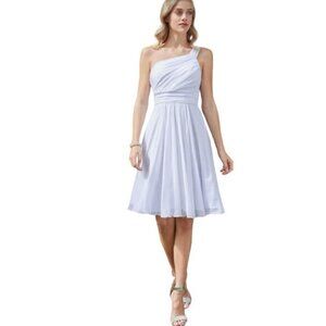Cinderella Divine‎ One-Shoulder White A-Line Cocktail Dress - Size L